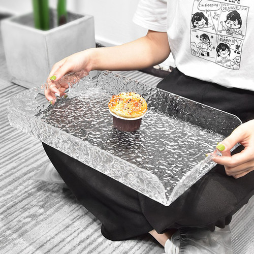 时尚透明彩色亚克力托盘商用蛋糕店咖啡店收纳餐盘水果盘茶托定制