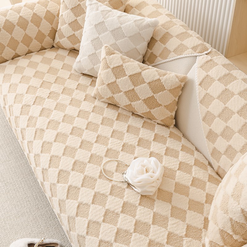沙发垫秋冬季防滑全包万能套短毛绒四季通用现代冬天坐垫简约纯色