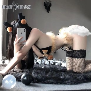 毛茸茸 麋鹿圣诞Cosplay服装 胸罩 b可爱 热情套装