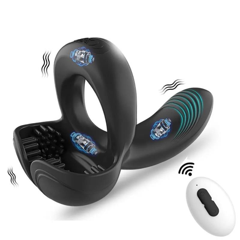 阴茎振动器的男子J遥控公鸡环射精