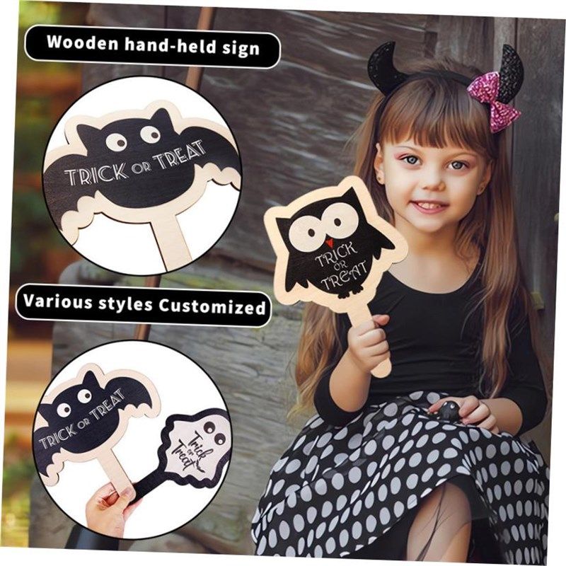 wooden Halloween decoratuions spiders Pumpkin hand-held sign