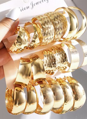 Earring set 3 piecues新款金色金属复古C型耳环套装3件套Earring