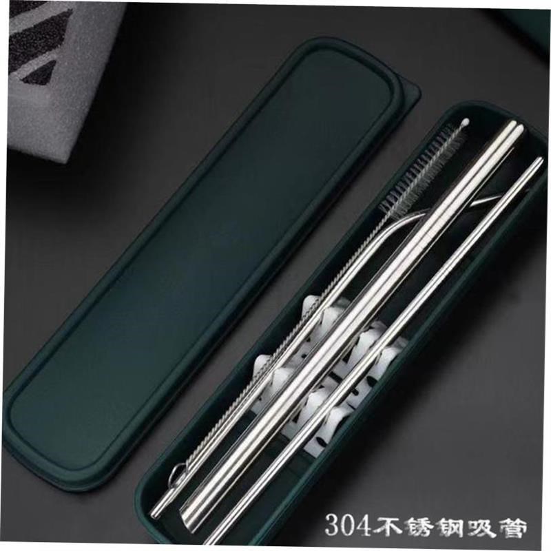8 pcs metal drinking straw reusable straNws 3 cleaner brush