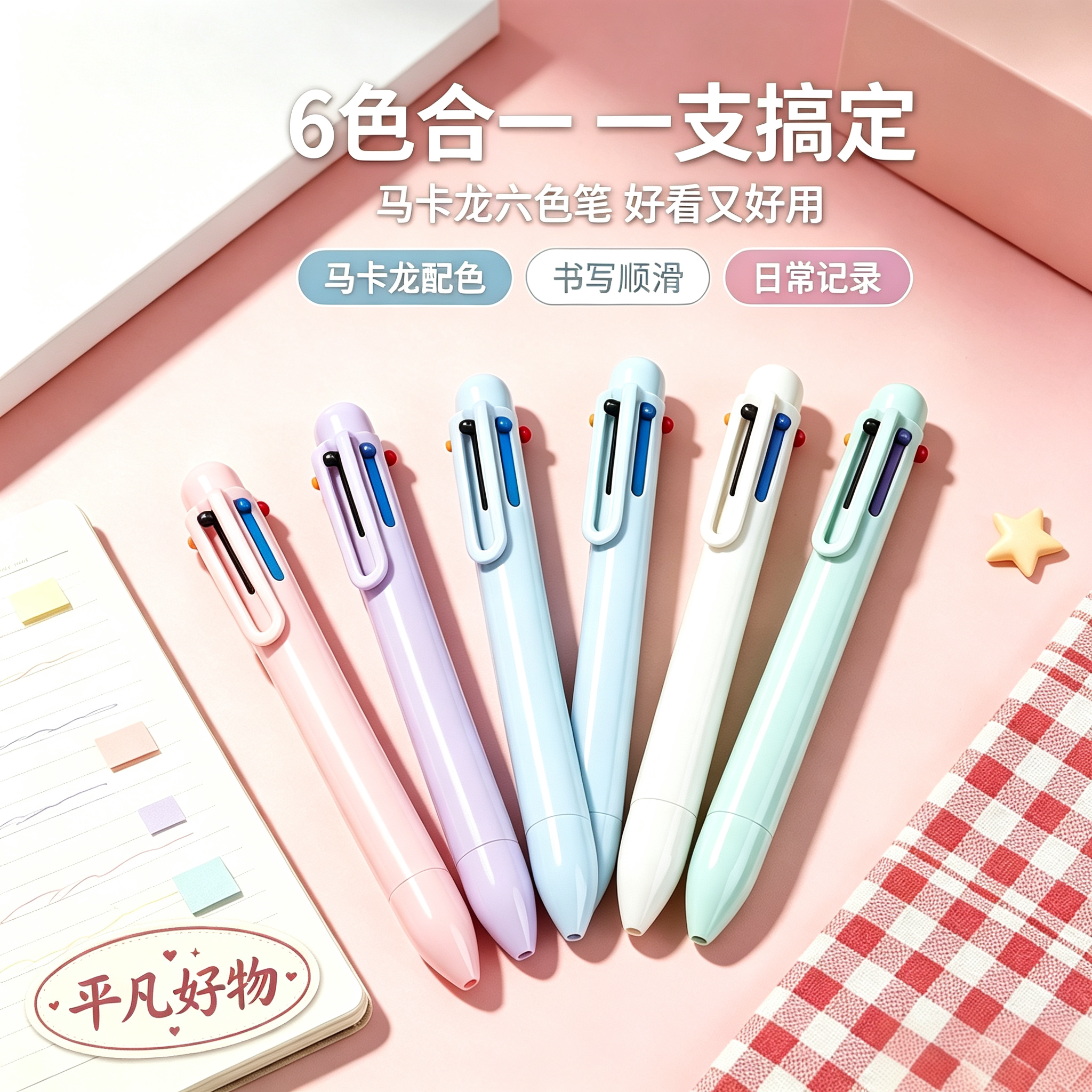 【开学季新款】多色笔按动中性笔多色学生用分类标记速干中性笔yz
