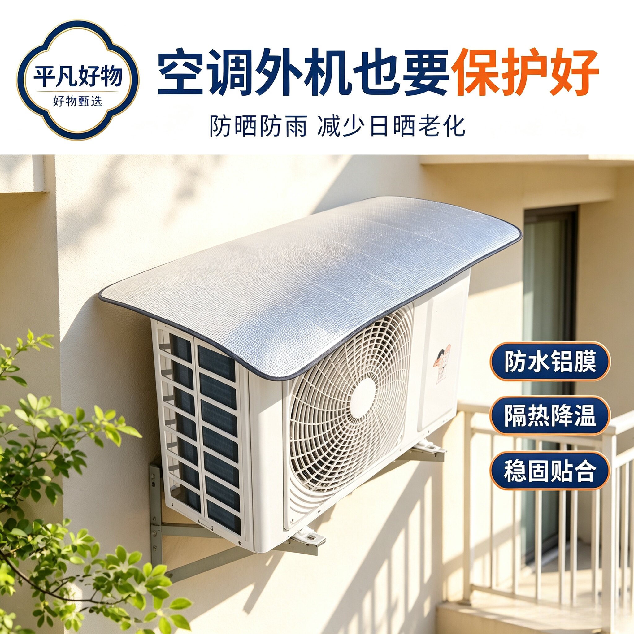 【升级磁吸款】空调外机防晒铝膜罩通用款加厚隔热防雨防尘保护JL
