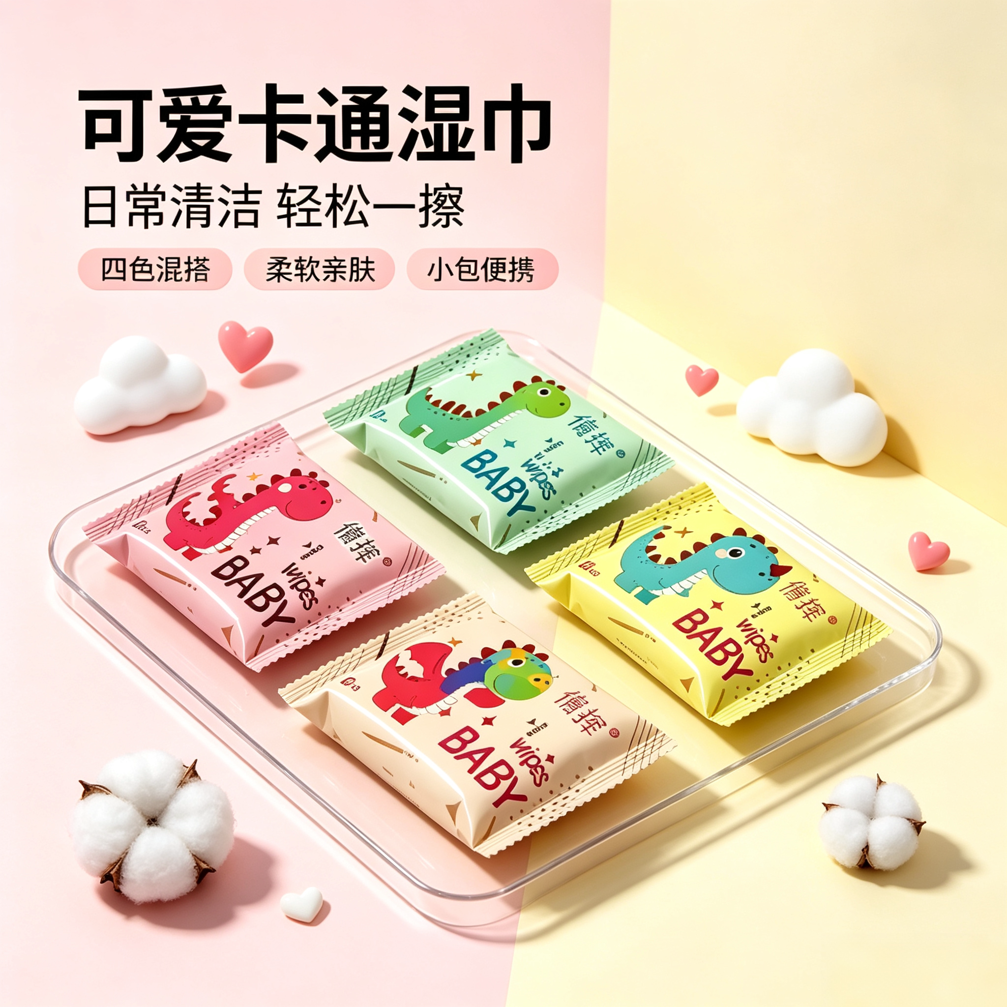 【开学常备】婴儿湿巾小包便携学生儿童用加厚一次性手口湿纸巾yz