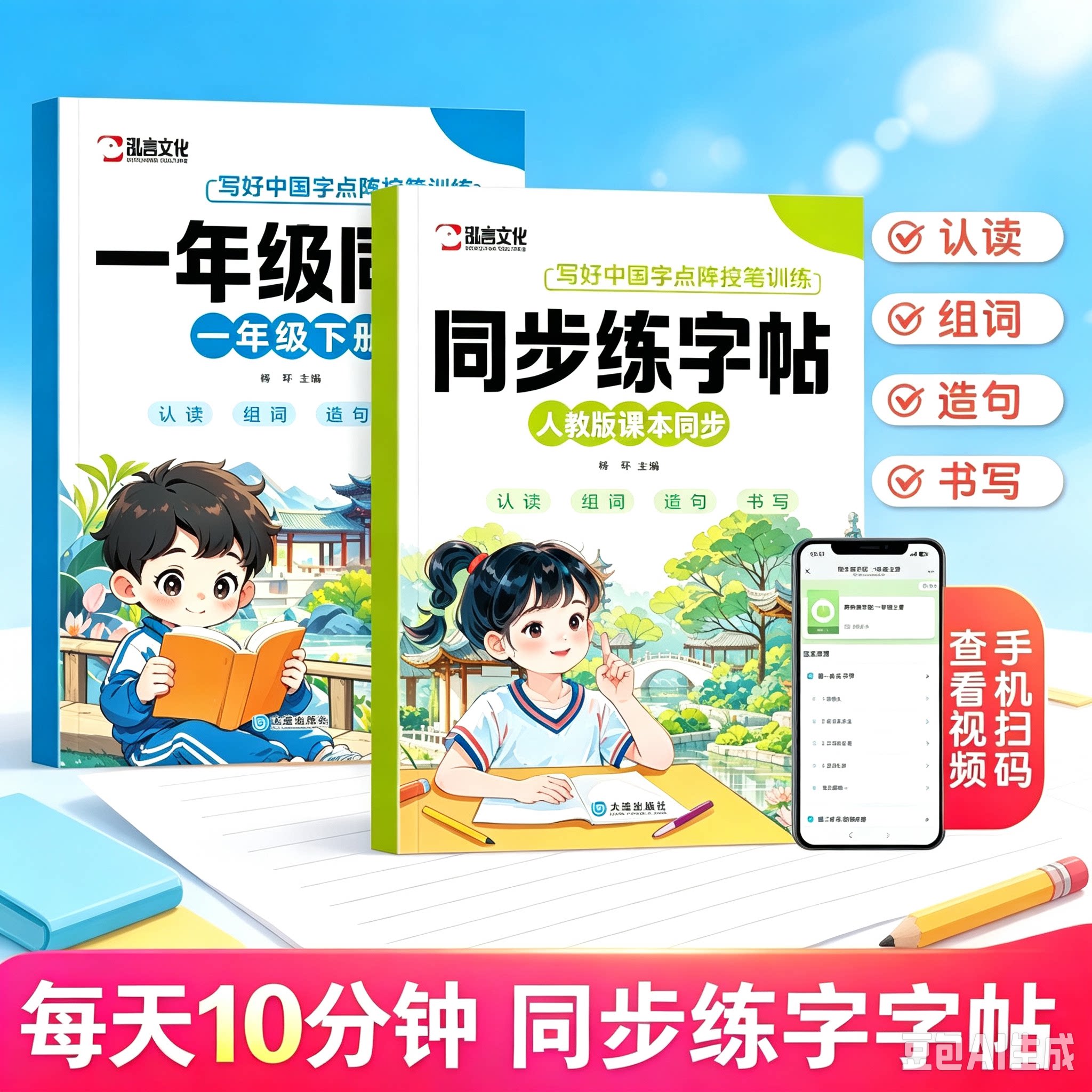 【2026】小学生一年级语文同步练字帖上下册本册纸签控笔训练本yz
