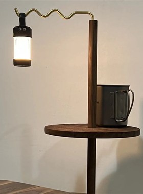 晴虹作对木工所户外露营折叠灯架黑胡桃桌面灯杆支架野营挂灯杆