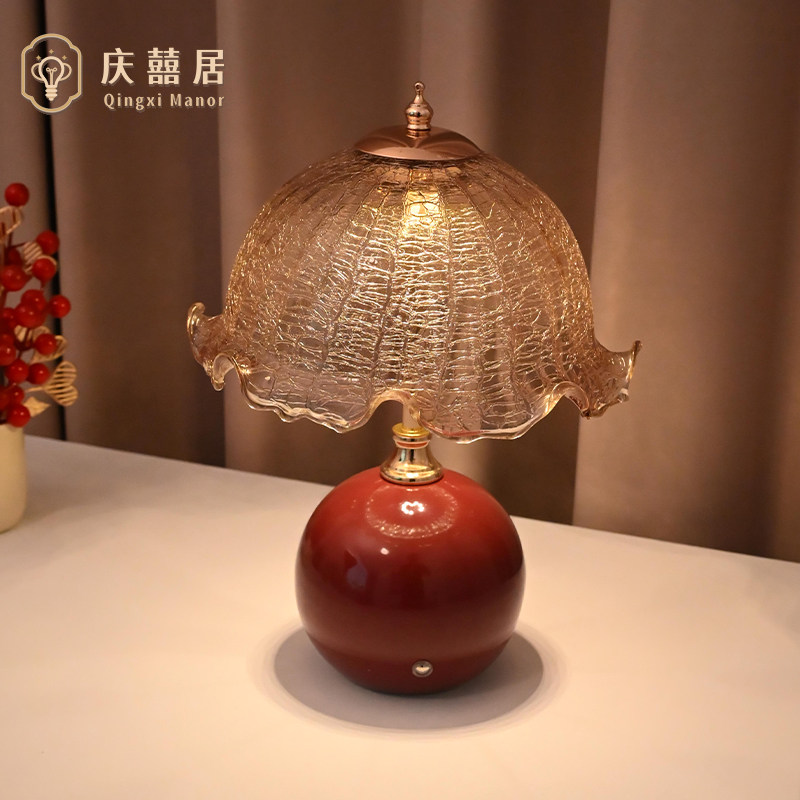 庆囍居 &middot; 中古香槟台灯喜庆卧室装饰台灯红色结婚长明灯陪嫁礼物
