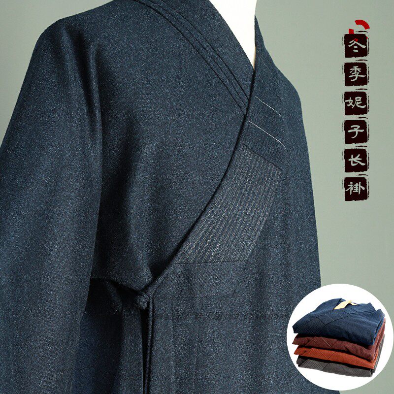 新面料秋冬季长褂僧服保暖毛呢春秋加厚J祥仁大褂短褂僧袍师父僧