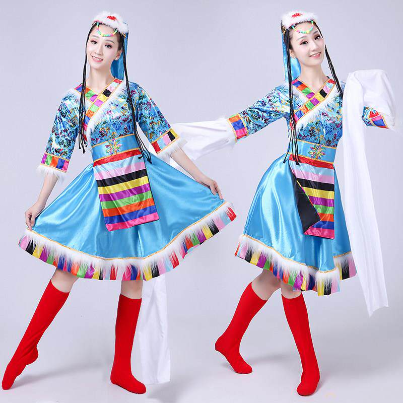 服藏族装女藏族衣风格女装服藏服藏袍女式秋季蹈西藏长款舞QZS演