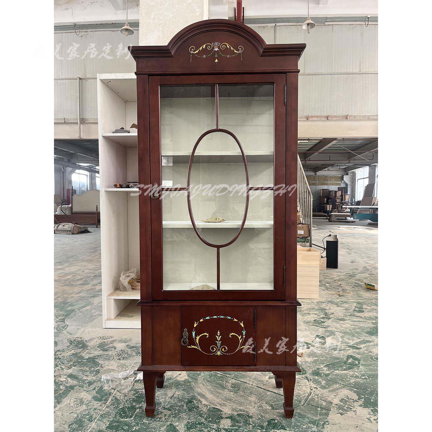 中古风实木彩宿绘酒柜玄关柜式典SM076美高古柜玻璃储物柜民大厅