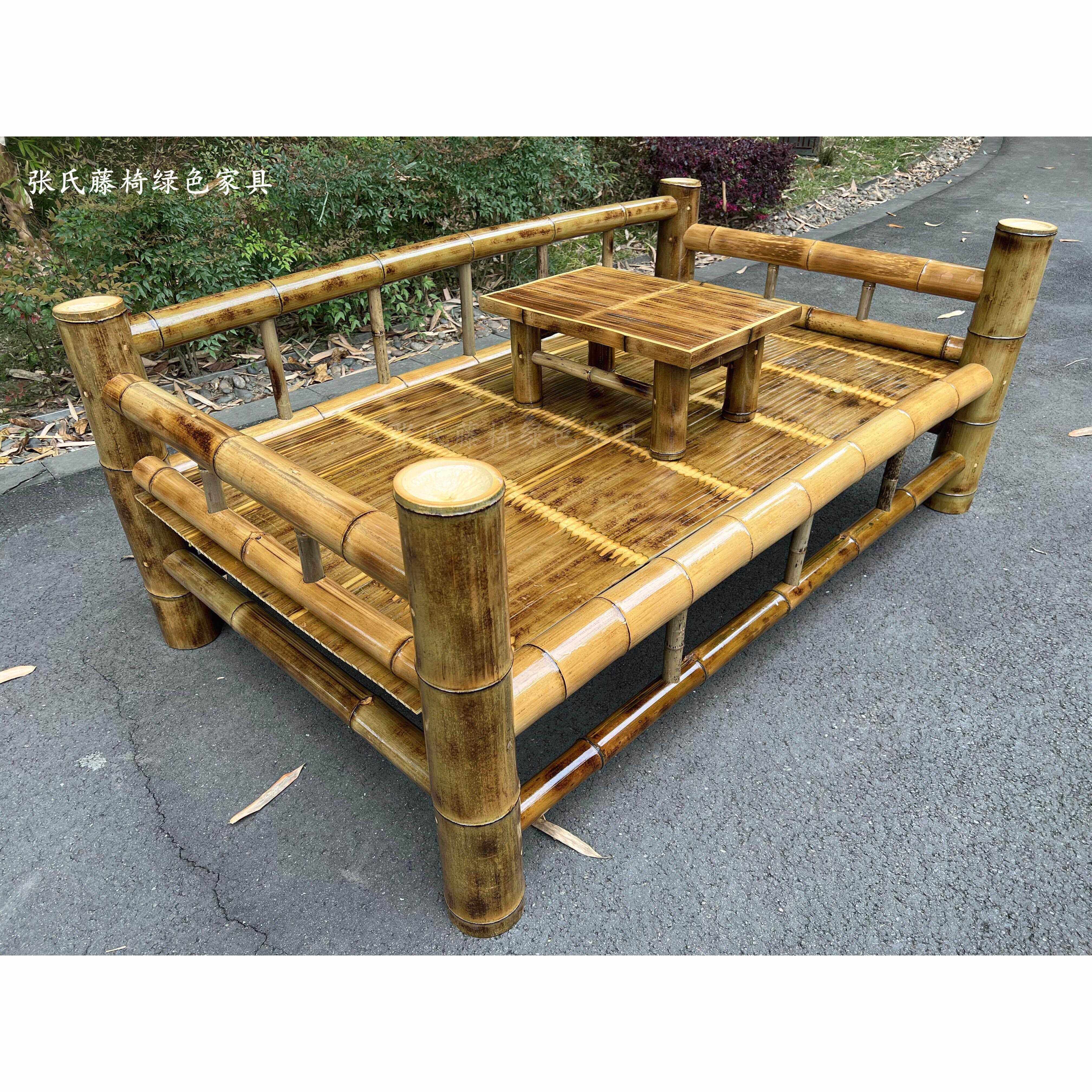 张氏藤椅老手工碳化楠竹汉碳化楠竹床米竹床简易午式休罗沙发竹凉