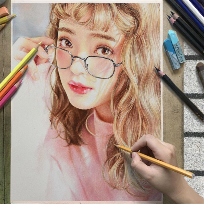 素描画像肖像纯手绘真人头像转手绘画H照片彩铅画代画素描头像定