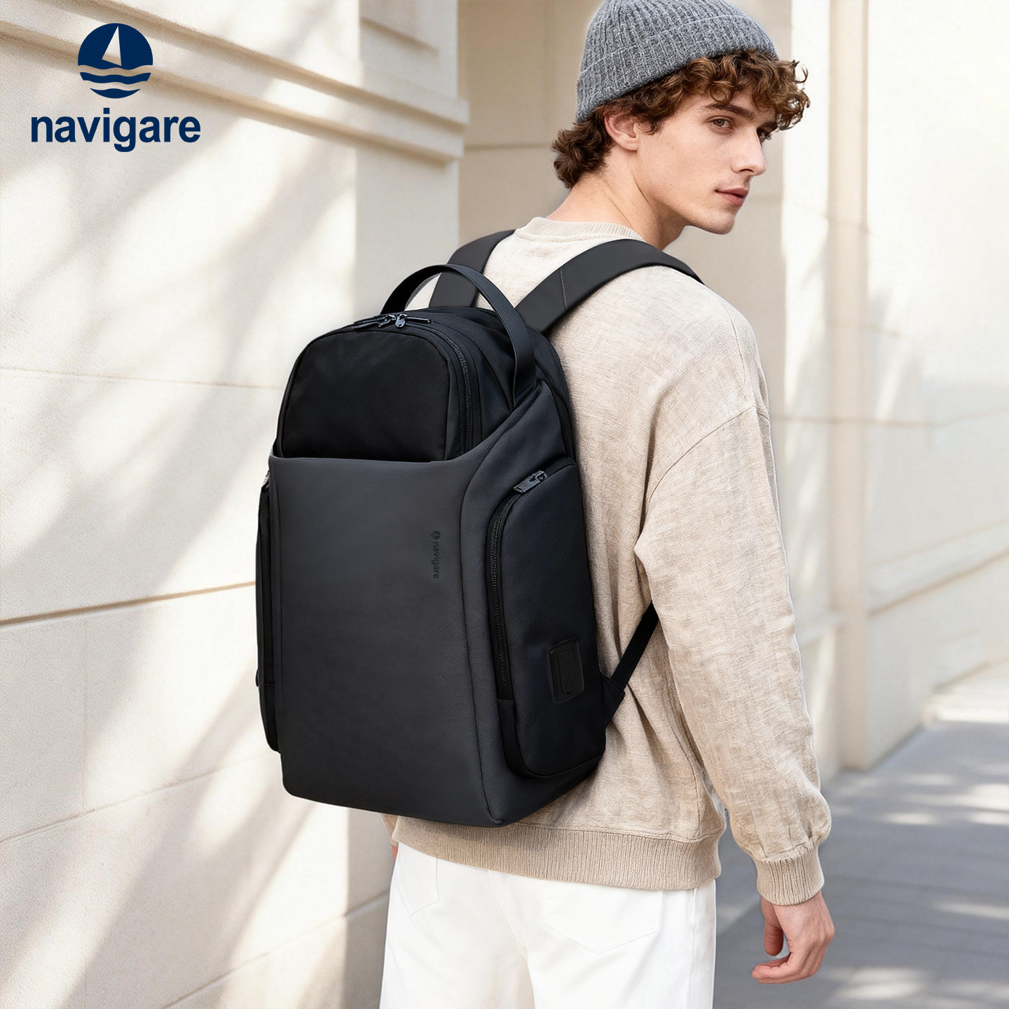 Navigare纳维凯尔意大利小帆船大容量双肩包男电脑包商务旅行背包