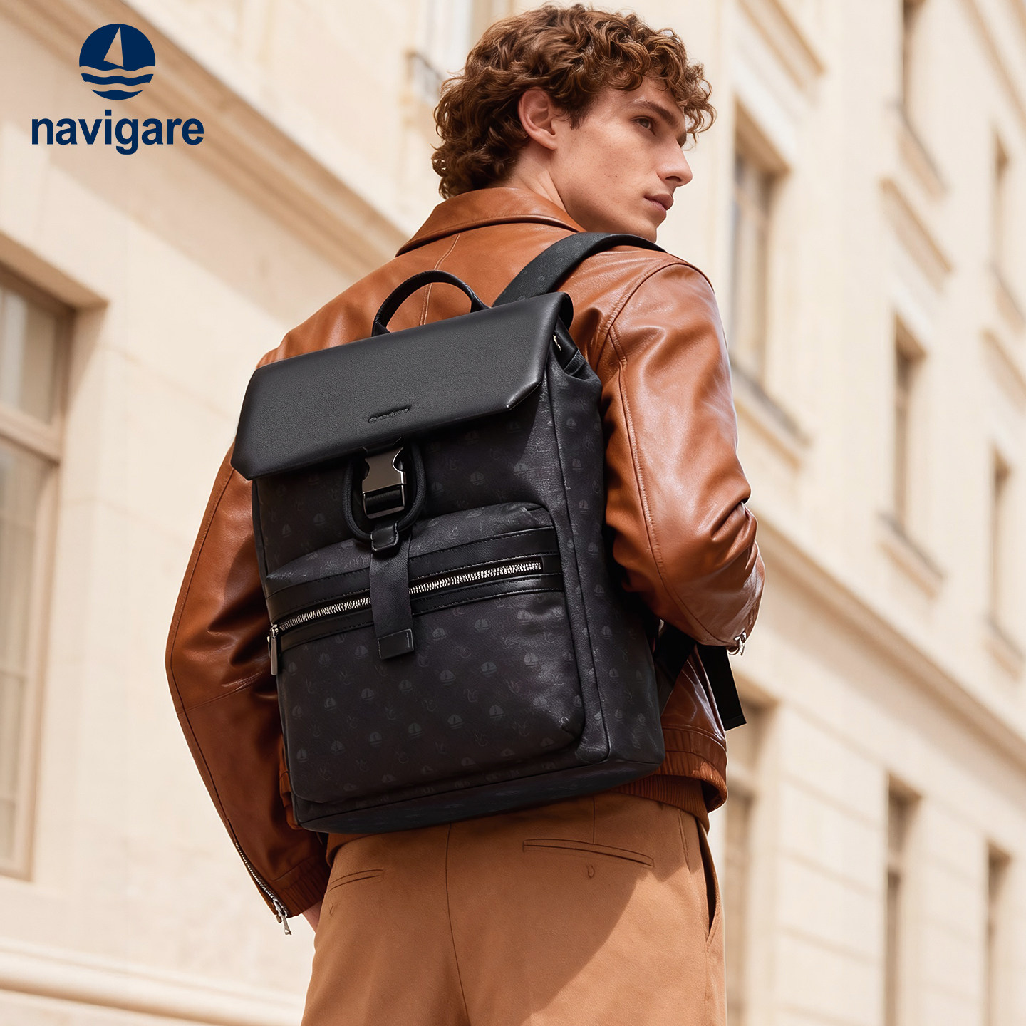 Navigare纳维凯尔意大利小帆船双肩包男电脑书包通勤商务旅行背包