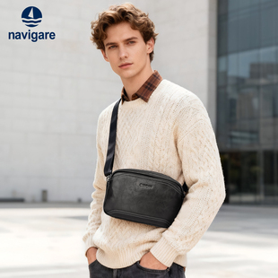 Navigare意大利小帆船男士斜挎包2026新款上班通勤轻便皮质单肩包