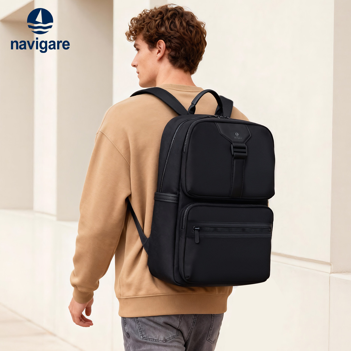 Navigare纳维凯尔意大利小帆船双肩包男电脑书包通勤商务旅行背包