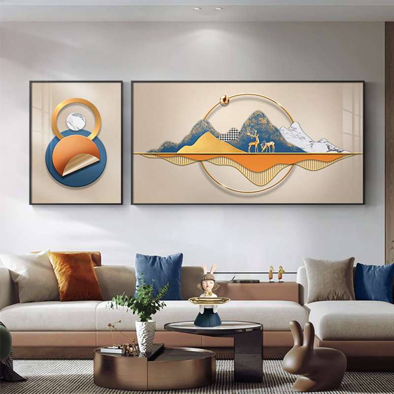 客厅现代装饰画组合轻奢简约壁画沙发卧室床头背景招财鹿动物挂画图片
