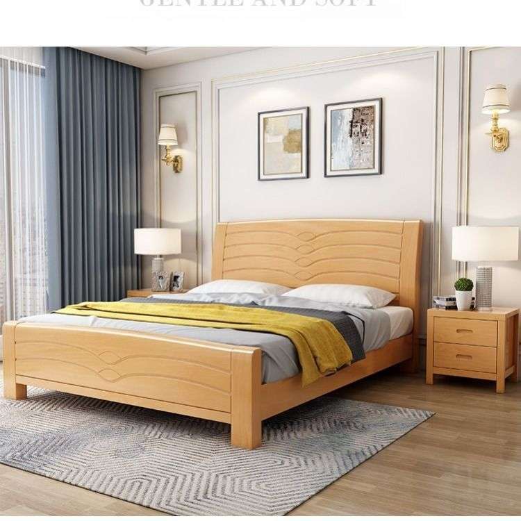 榉木实木床工厂直销1.8米中式全实木双人床1.5m高箱储物1米2儿童