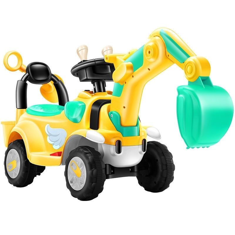 儿童挖掘机电动挖土机可充电勾机可坐可骑工程车男女孩四轮玩具车