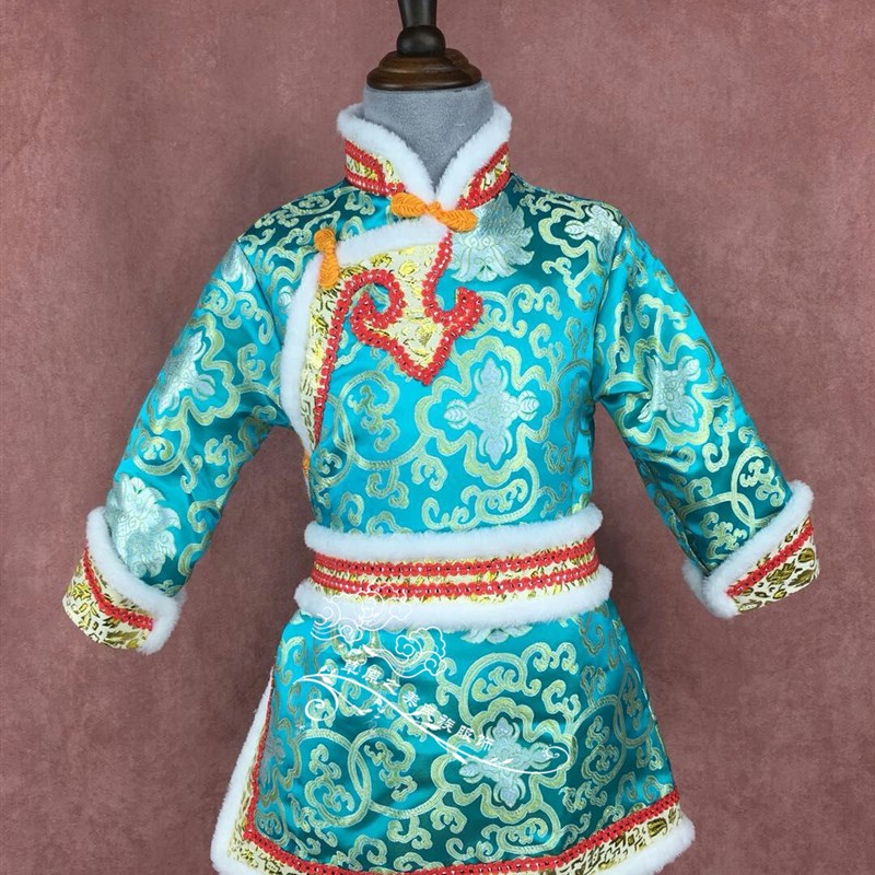 蒙古族服装儿童演出m表演服饰小孩冬季棉袍男孩款新款蒙古袍新品