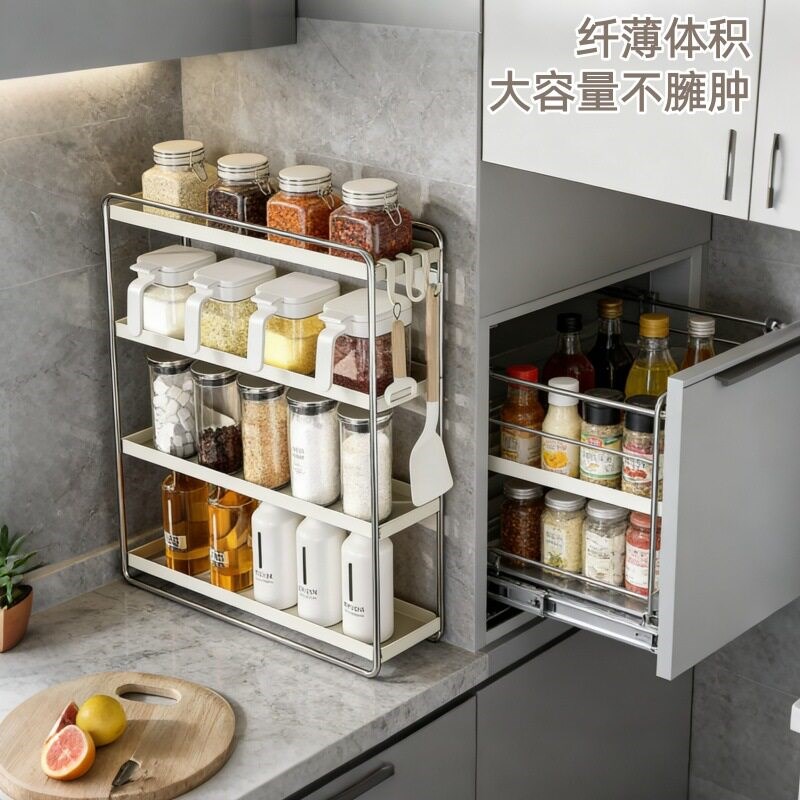 免打孔厨房调料调味置q物架台面多层油盐酱醋收纳架省空间壁挂式