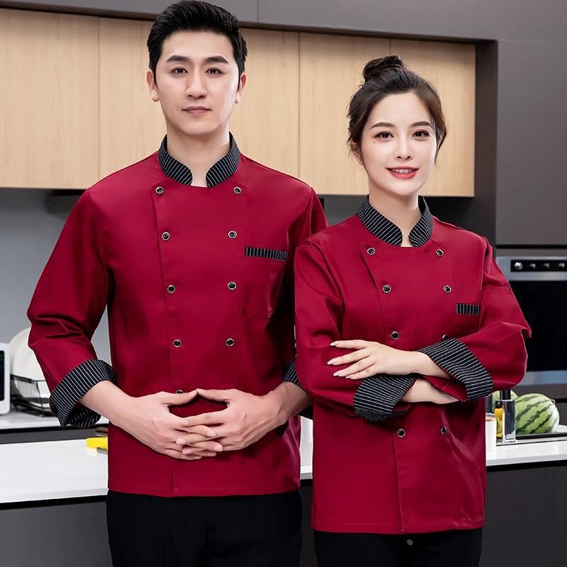 酒店厨师服长袖男饭店后厨房厨师工作服蛋糕店面点烘焙师秋冬服装