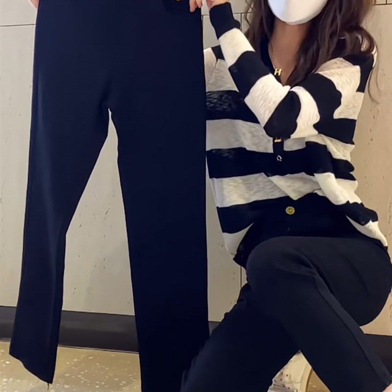欧货大码直筒裤女2024秋款小y黑裤黑色显瘦烟管裤小个子九分裤外