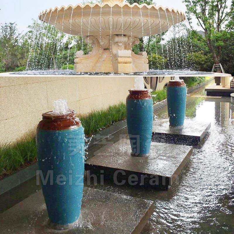 客厅中式瓷流叠水摆件涌陶StmavM3o罐水喷泉水景坛子喷水花瓶加陶