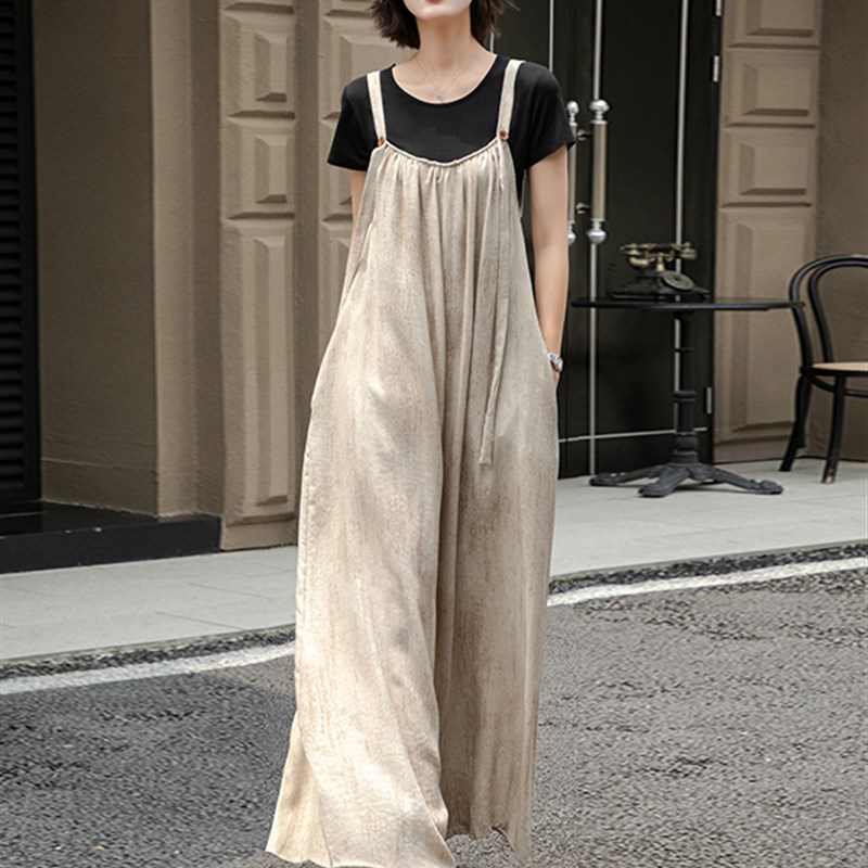 燕麦色工a作服的女性夏季瘦2025年新的大尺寸肥胖毫米瘦看覆盖腹