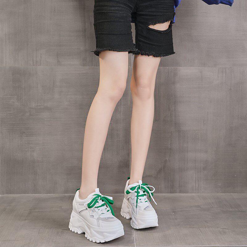 隐形内增增高老爹鞋女绿鞋pt9ox3x5带夏网面季新色款透气女鞋高小
