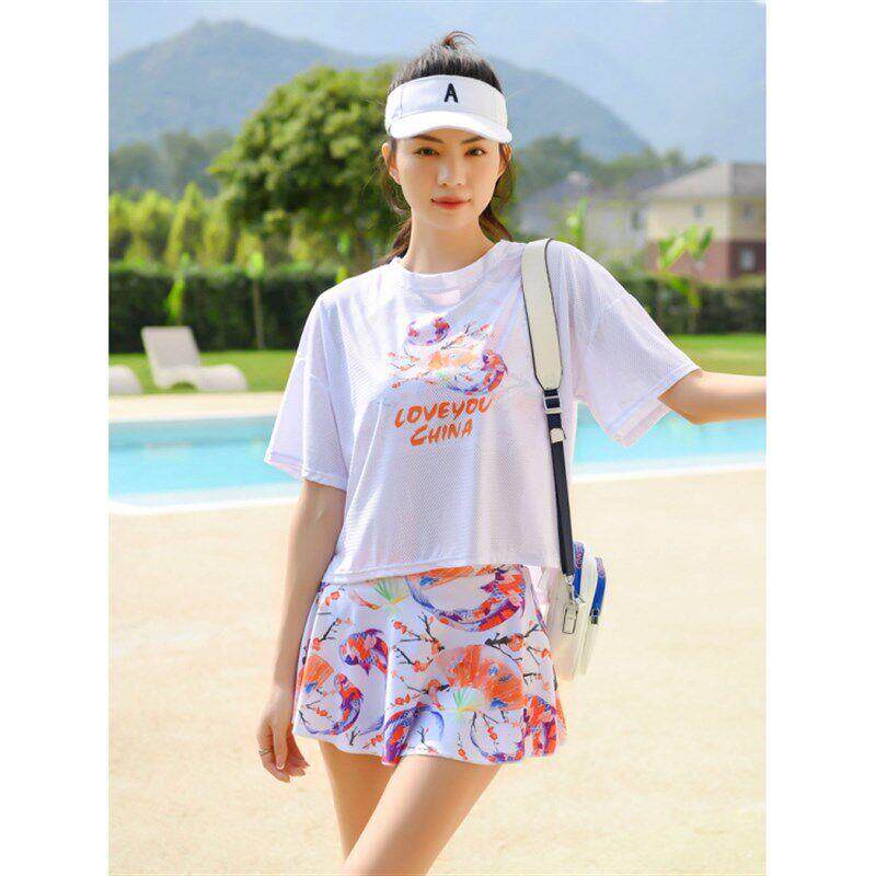 泳衣hb6pi33t女大码胖斤分体三件遮肚款显瘦套温保守泉新时尚夏