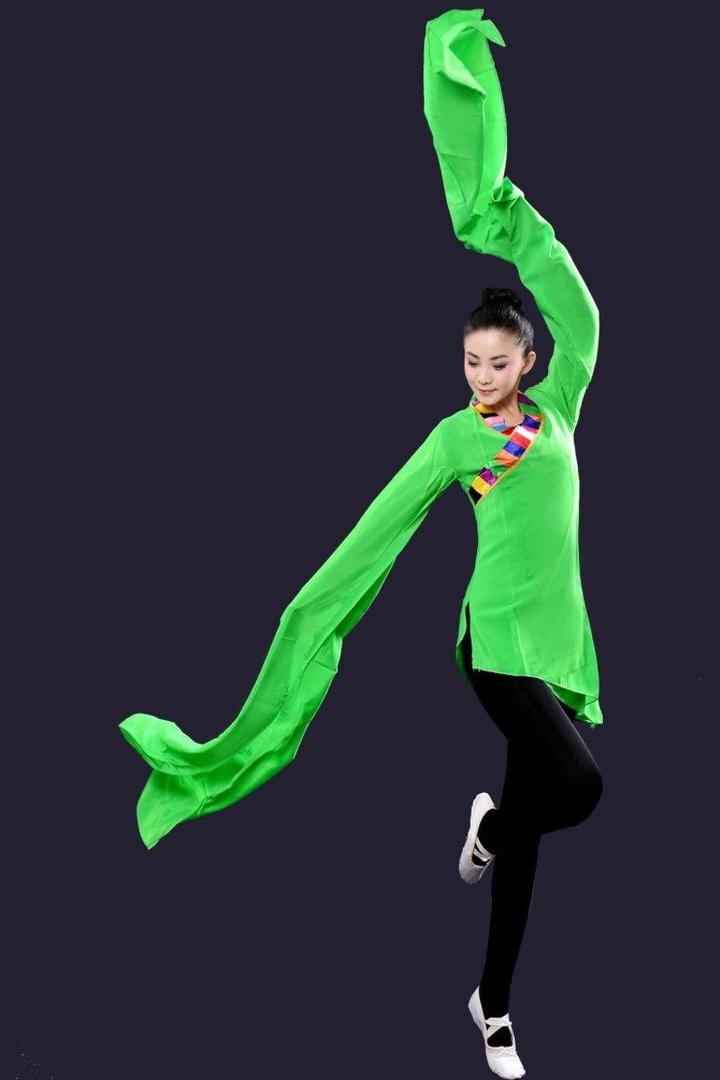 新款藏族舞蹈服装锅庄舞蹈服饰藏族锅庄舞练习服古典舞.水袖练功