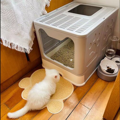 猫砂盆全封闭式猫厕所双门防外溅超大空间抽屉式猫屎盆 猫咪用品