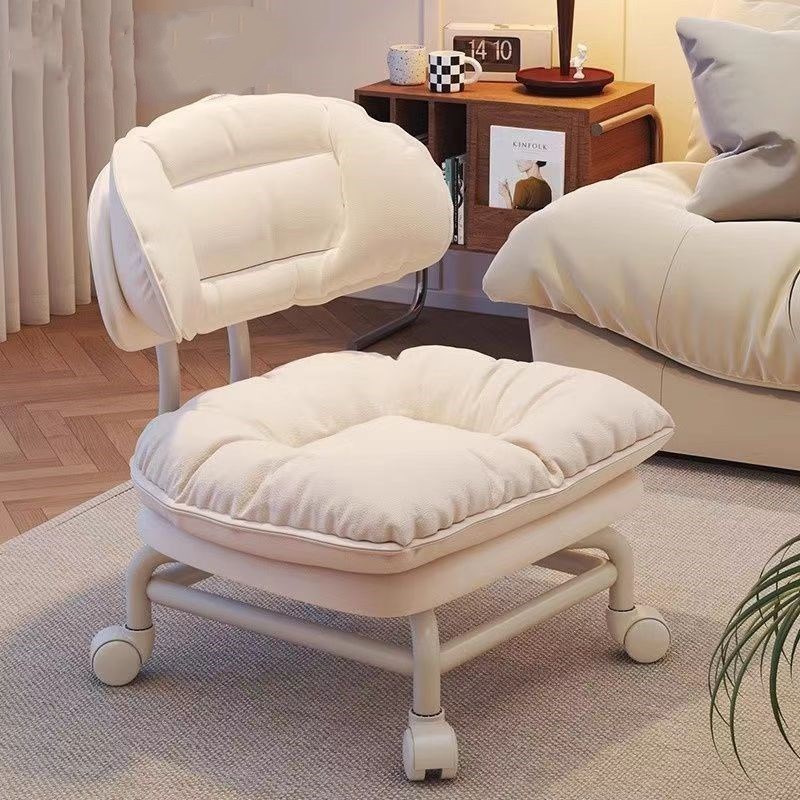 网红懒人靠背椅子家用板凳万向轮圆凳带娃神器小凳子滑轮矮凳