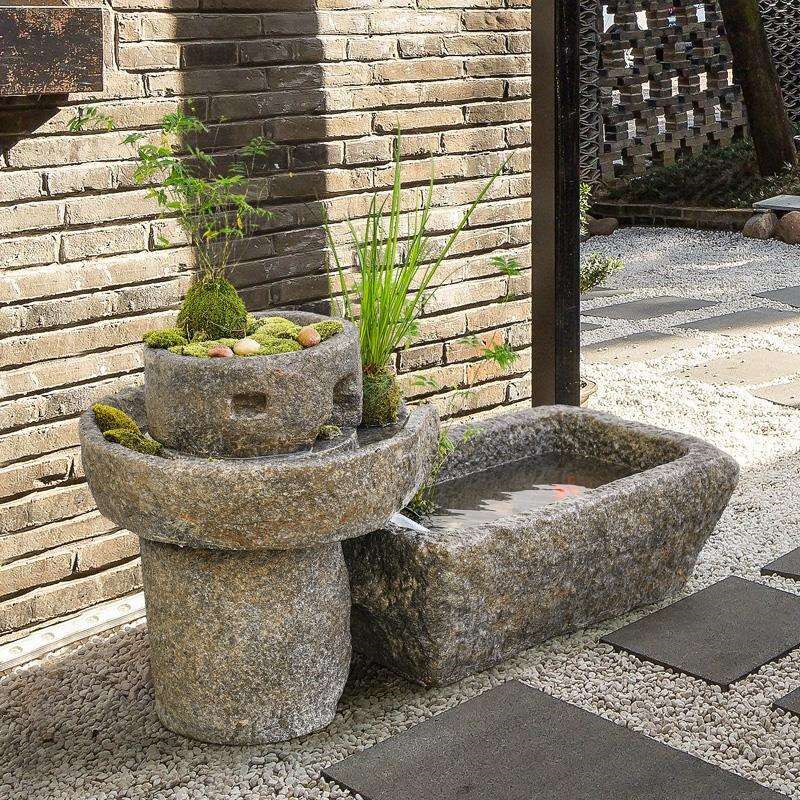庭院鱼池装饰花园景观阳台喷泉造景小院茶室户外日式水景流水摆件