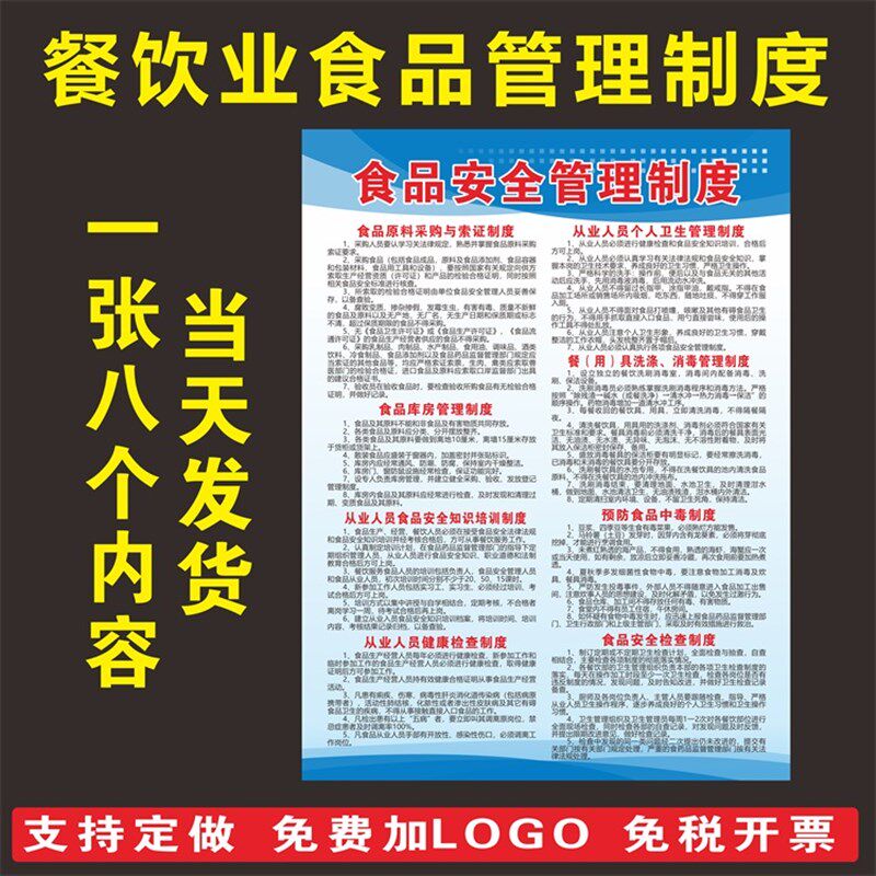 餐饮业食品卫生管理制度牌从业人员健康管理制度食品安全规章制度