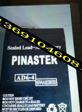 PINASTER蓄电池 AD6-4 6V4AH/20HR应急灯 电子称 照明 玩具车电瓶