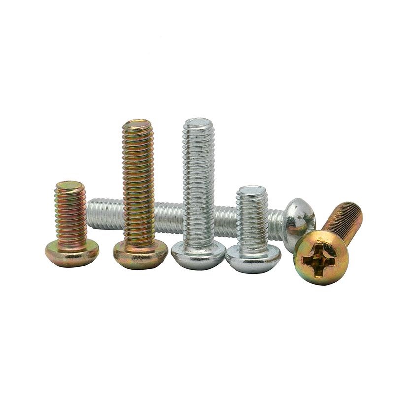 镀彩锌圆头十字螺钉 镀锌半圆头十字螺丝 碳钢镀彩锌黄锌圆头机钉