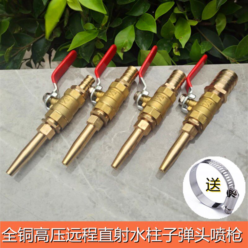 4分6分1寸带阀门全铜高压水枪子弹头喷头家用洗车浇花养殖场冲洗