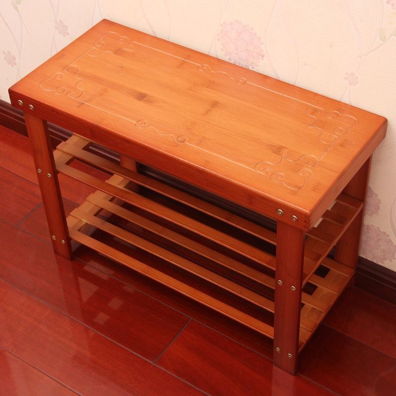 楠竹换鞋凳简易鞋架家用进门口穿鞋凳子实木小鞋柜多层收纳置物架