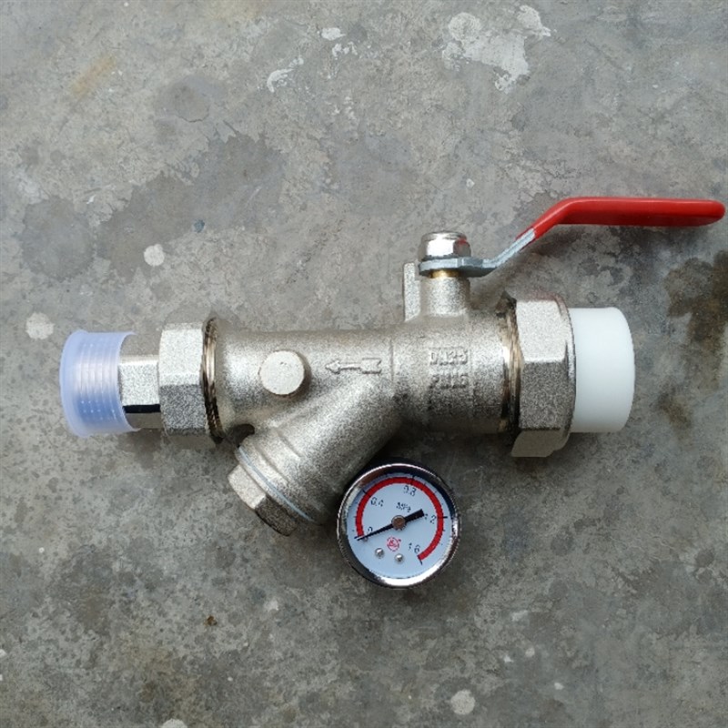 PPR带表活接球阀32*1寸各口径DL1180一体式地暖分集水器加厚表球
