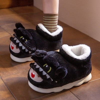 包跟棉拖鞋女冬季外穿2024新款可爱室内家居防滑黑色毛绒棉鞋男士
