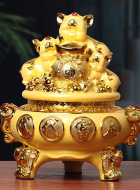 代代富足生肖猪猪聚宝盆存钱罐摆件客厅酒柜装饰店铺乔迁开业礼品