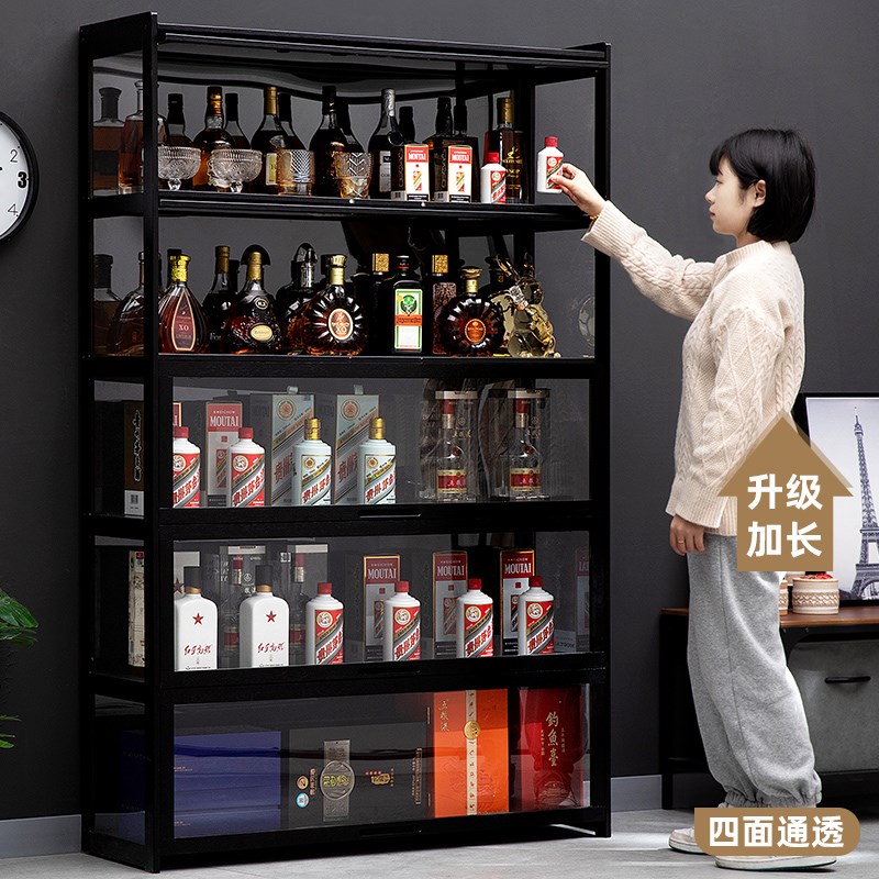 酒柜展示柜现代简约餐边柜网红小酒架欧式家用实木客厅靠墙置物架