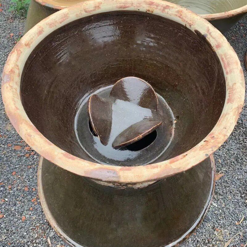 农村传统土古法陶瓷酿酒设备家用瓦缸天锅酒甑冷却缸蒸酒器莲花型
