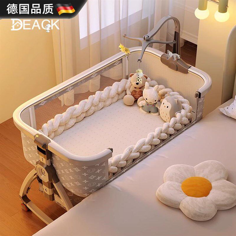 婴儿床可移动摇篮床便携式可折叠多功能bb床P新生儿宝宝床拼接大