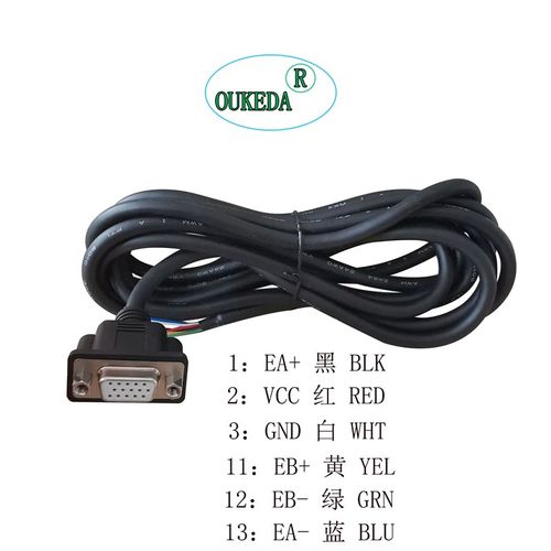 雷赛电机编码器线 57 86闭环步进编码器延长线 DB15接头 3米 6线