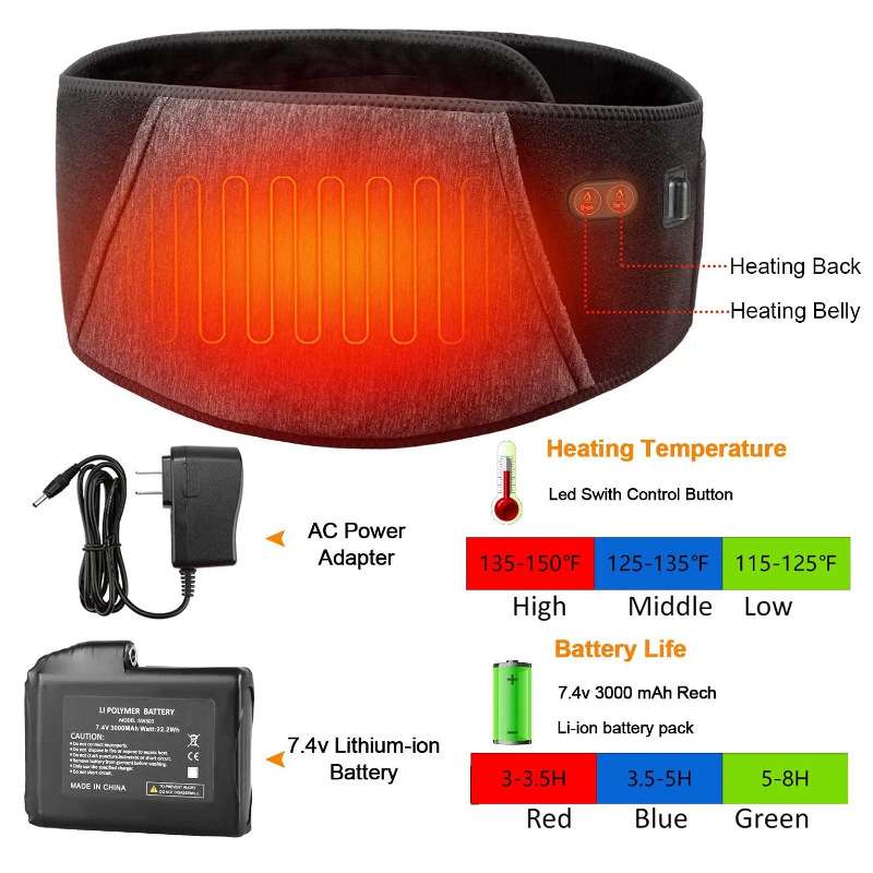 电加热护腰带远红外热敷按摩腰带石墨烯暖宫护腰腹艾灸热敷包